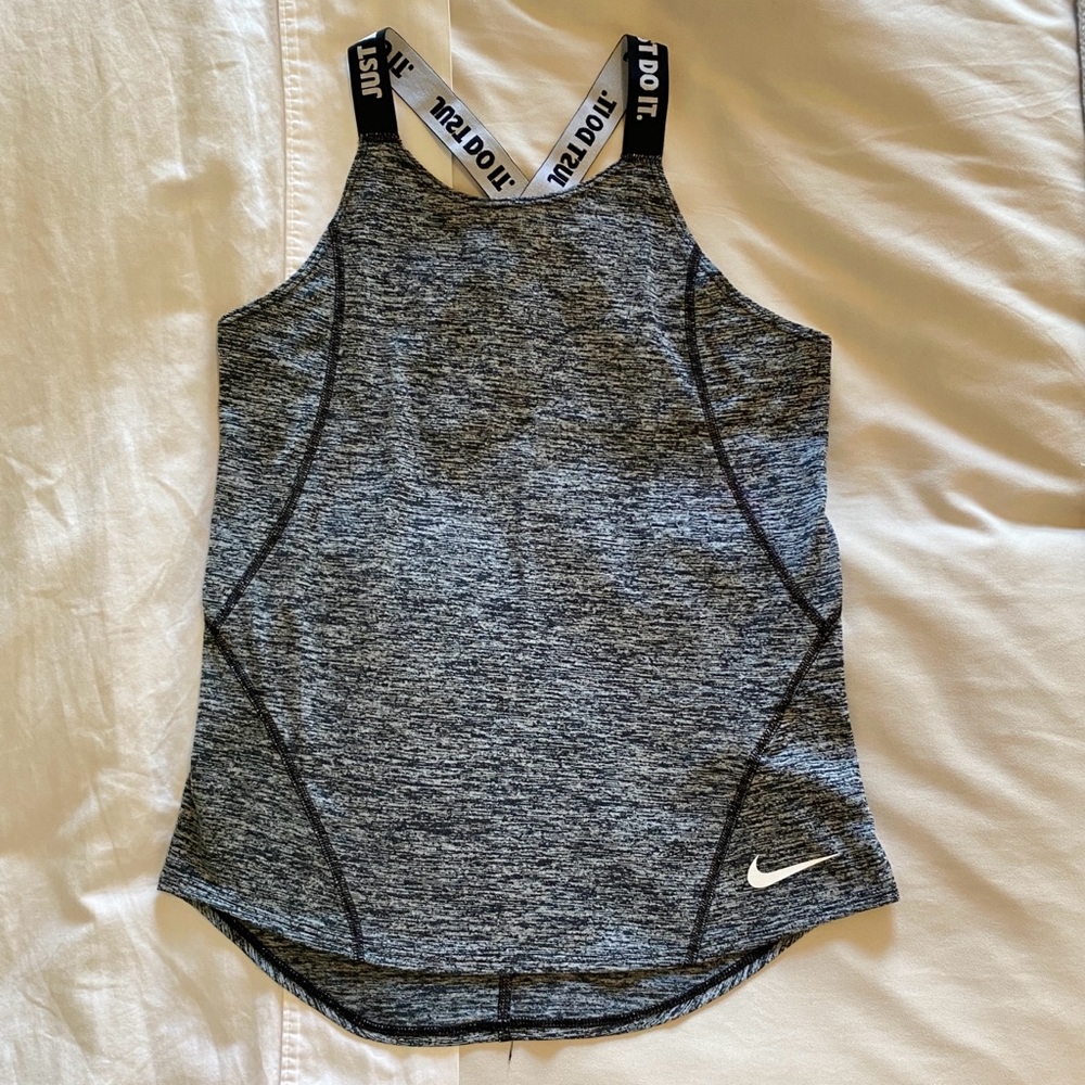 Nike Girls Heather Gray Athletic Tank with White Logo